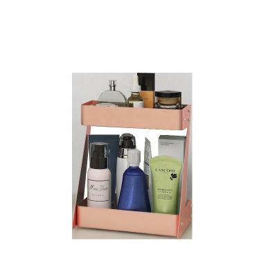 China Fashion Storage Rack Metal Makeup Desktop Cake Tray Dressing Table Storage Lightweight Sustainable Luxury Cosmetics Storage Box for sale