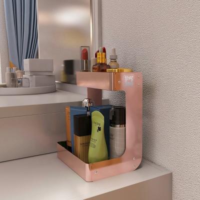 China Vanity Shelf Organizers Box Vanity Shelf Bathroom Cosmetic Shelf Storage Shelving Bathroom Cosmetic Corner Rack Dressing Table Viable Desk Organizers for sale