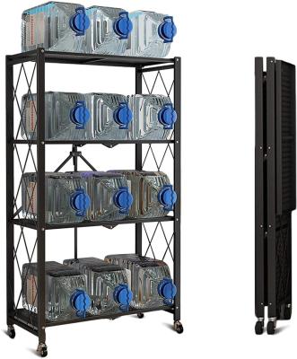 China Corrosion Protection China Factory 5-Tier Iron Movable Foldable Kitchen Shelving Standing Unit Shelves Metal Storage for sale