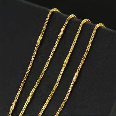 China 18K Solid Gold New Products Box Necklac Rose Necklace Filled Jewelry V Tube Engraved Flare Gold Chain for sale