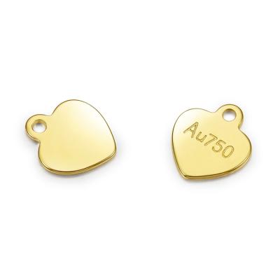 China Flat Gold Jewelry Findings 9K 10K 14K 18K Gold Heart Tags For Making Jewelry Accessory for sale