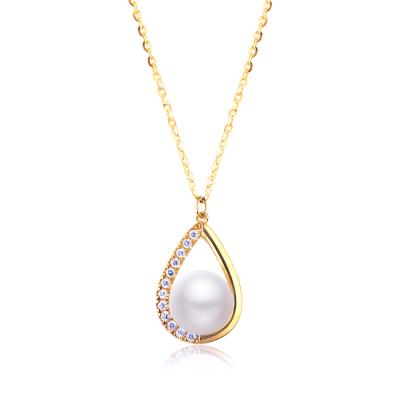 China Wholesale CLASSIC Pure 9K/14K/18K Gold Necklace White Chime Flower Round Necklace for sale