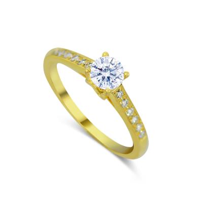 China Vintage New Design 18k Solid Gold Material Engagement Ring With Clear Cubic Zircon for sale