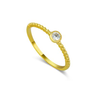 China Vintage Women's Fashion 18k Solid Gold Hardware Pure Gold Ring With Clear Cubic Zircon for sale