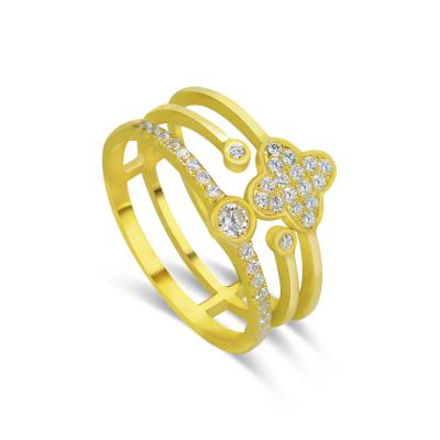 China Vintage Brand Customized 18k Solid Gold Material Women's Ring With Clear Cubic Zircon Engagement Jewelry for sale