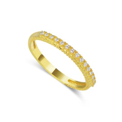 China Vintage Factory Professional Custom 18k Solid Gold Material Ladies Ring With Clear Cubic Zircon for sale