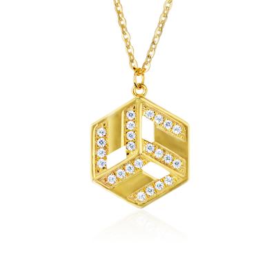 China Vintage New Design 18k Solid Gold Material Women Zircon Jewelry Necklace With Clear Cubic Zircon for sale