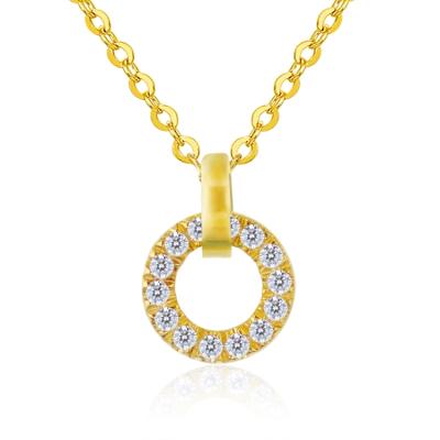 China Factory Direct Women CLASSIC Circle Pendant Necklace 18k Pure Cubic Zirconia Gold Necklaces for sale