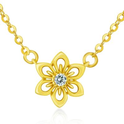 China New Arrival CLASSIC Trendy Real 18k Gold Necklace Exquisite Advanced Necklaces With Flowers for sale