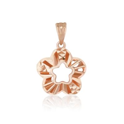 China TRENDY New Design Ladies Fashion Texture Rose Gold Flower Pendant Hollow Star Design 18K Pure Gold Pendants for sale