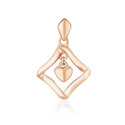 China Factory Hot Sales 18k Minority Design Fashion Geometric Personality Square Solid Gold Pendant for sale