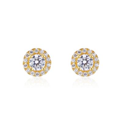 China FASHIONABLE good quality 18k pure cubic zirconia gold design exquisite advanced round earrings retro for women for sale