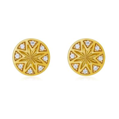 China Classic Vintage Fashion Design Real Solid Gold 18K Earrings Women Jewelry Customized Manufacture for sale