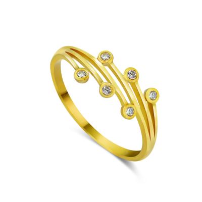 China Gorgeous Vintage Fashion Women18k High Quality Solid Gold Rings With Clear Cubic Zircon for sale