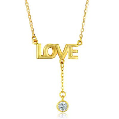 China 925 Sterling Silver Letter Love Zircon Necklace Romantic Long Chain Pendant Necklace for sale