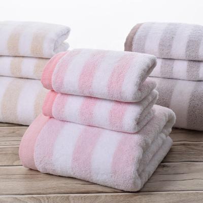 China Wholesale Hypoallergenic Zero Twist 100% Egyptian Cotton Towel Set Color Stripe Gift Towel 3pcs Bath Towel Set for sale