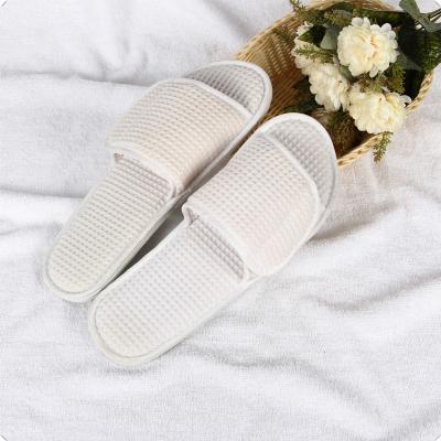 China Custom Made Cotton Waffle Hotel Logo Non-Slip Slipper Hotel Bathroom Slipper for sale