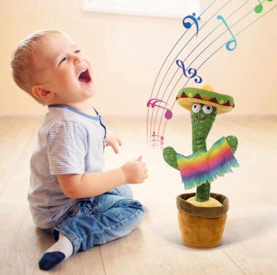 China Funny Soft Electric Shake Wiggle Repeat Singing Dancing Talking Light Recording Twisting Plush Baby Factory Music Stuffed Cactus Toy for sale