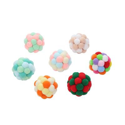 China Sustainable Pet Supplies Cat Christmas Toys Handmade Bell Multicolor Optional Interactive Ball Toys for sale