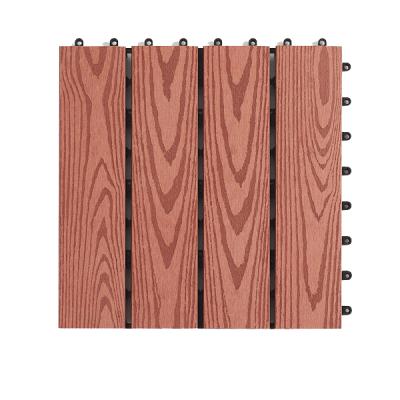 China Reusing 3D embossed diy floor tiles wood grain 3d floor panels wpc flooring for exterior decking for sale