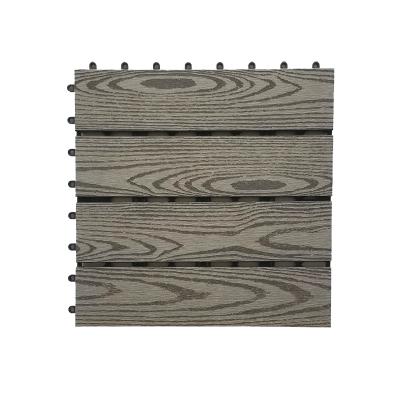 China Reusing Solid Wood Grain DIY Floor Tiles WPC Flooring Interlock Deck Tiles for sale