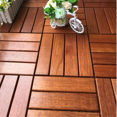 China Interlocking Waterproof Wear Resistant Anti-Slip Merbau Wood Decking Easy-Install DIY Anti-Corrosion Flooring Tiles for sale