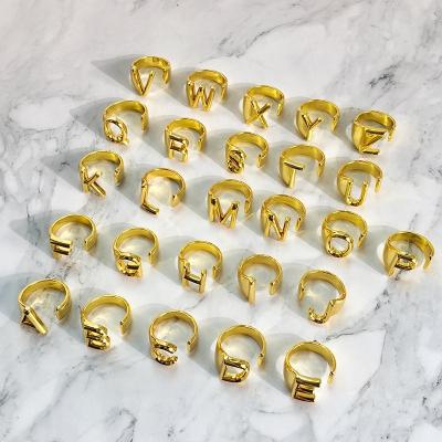 China Janice's FASHION Jewelry 2020 New Letter Minimalist Gold Rings For Women for sale