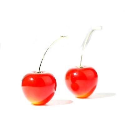 China High Quality Acrylic Red Stud Cherry Agate Stainless Steel New Arrival Creative Fruit Shaped Earring Jewelry Wholesale for sale