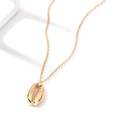 China Simple Stainless Steel Shell Cowrie Pendant Gold Chain Necklace Beach Sea Jewelry Bohemian Gifts for sale