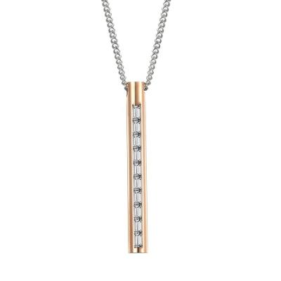 China FASHIONABLE Stainless Steel Simple Geometric Cylindrical Bar Pendant Necklace Jewelry Set for sale