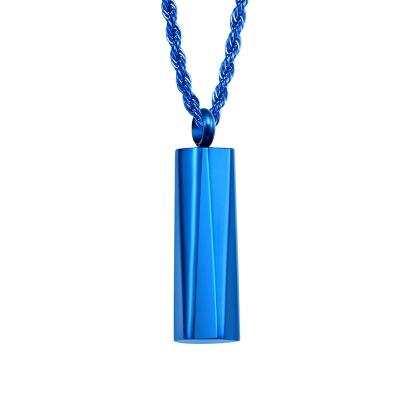 China TRENDY Mens Minimalist Jewelry Geometric Necklace with Diamond Faceted Columns in Blue and Rose Gold for sale