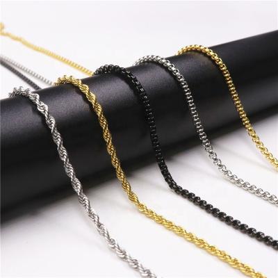 China FASHIONABLE high quality stainless steel hip hop twisted chain necklace 18k gold plated rope chains for unisex for sale