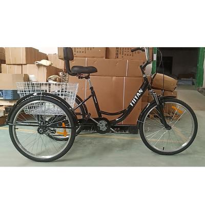 China Manufacture Wholesale 7 speed steel frame disc brake adult tricycle with front basket adult tricycle for sale