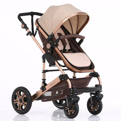 China Luxury gold baby pram landscape baby carrier fashionable/luxury high furniture/tube high view/large space promotion 3 in 1 baby stroller for baby for sale