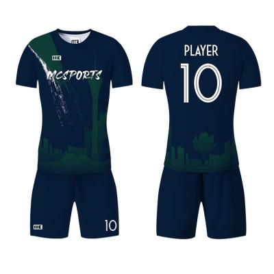 China Sets Fully Customized Quick Dry Jersey Football Shirt Men's Soccer Jersey Football Uniform Print Your Name Number Sponsor Logo for sale