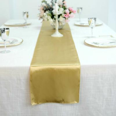 China Reusable Luxury Decorative Wedding Party Banquet Satin Polyester Table Runner For Wedding Decoration for sale