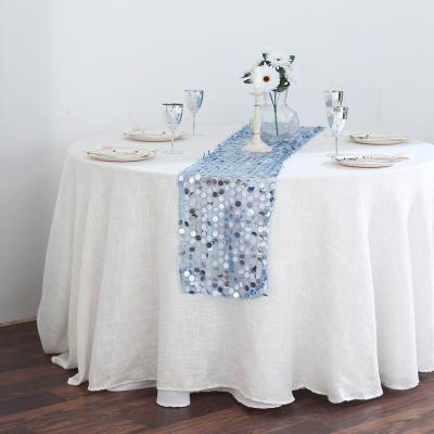 China Wholesale Reusable Hotel Wedding Mesh Embroidered Table Runner Large Payette Sequin Table Runner for sale