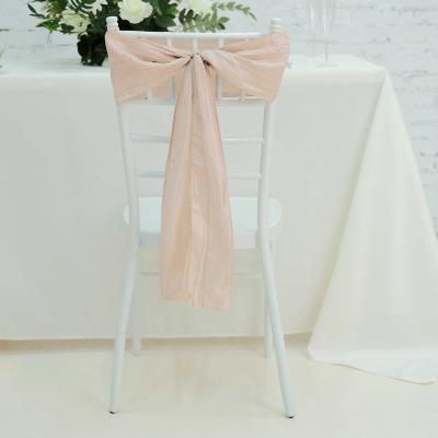 China Reusable wedding decoration shashe chair bands bow tie banquet chair back cover wedding chairs sashes for sale