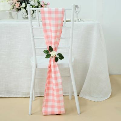 China Wholesale Reusable Plaid Plain Chair Sash Event Wedding Chair Decoration Chair Sash for sale