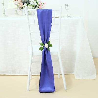 China Reusable Wedding Chair Cover Sash Satin Fabric Bow Tie Ribbon Band Decoration Hotel Party Supplies Chair Sashes for sale