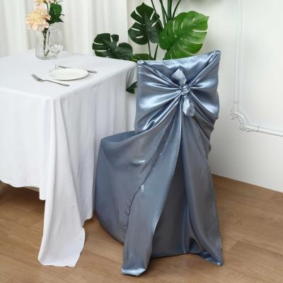 China Universal Wedding Stretch Factory Price Solid Color Satin Chair Cover For Banquet Party Dinner Hotel Wedding Decorations for sale