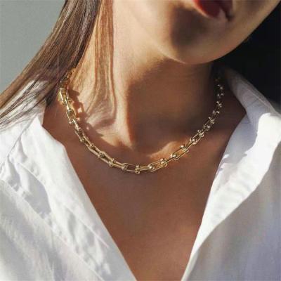 China TU-GEM Casual/Sporty Charm Waterproof 18K Gold Plated Handmade Shape Stainless Steel U Chain Necklace Jewelry For Women for sale