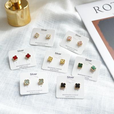 China TU-GEM FASHIONABLE Small 925 S925 Sterling Silver Four Leaf Clover Needle Studs Earing Earrings For Women for sale