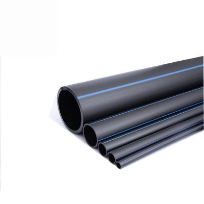 China PE HDPE Pe100 Pipe dn400 dn355 dn315 dn250 Black Livestock Cage Pipeline For Water With Blue Line for sale