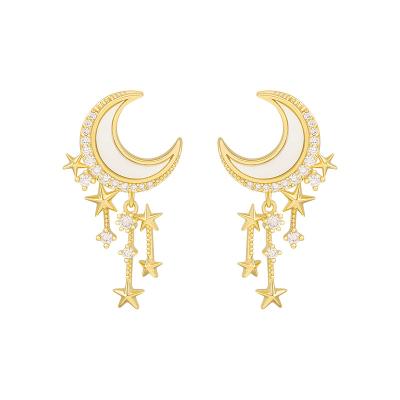 China TU-GEM Aretes De Luna Fashion Jewelry Trendy Crystal Moon And Star Drop Stud Earrings Zircon for sale