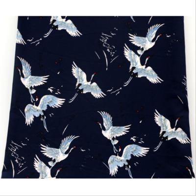 China New Arrival Anti-Static Spandex Four Way Stretch Crane Printing Fabric For Spring Dress for sale