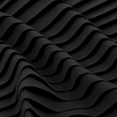 China Anti-static 75D high density polyester 100% black color mess chiffon pleated fabric for dress for sale