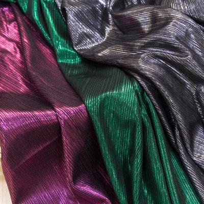 China Good Anti-Static Drapery 50D Warp Knitted 95% Polyester 5% Elastic Bright Stripe Satin Fabric For Dance Wear for sale