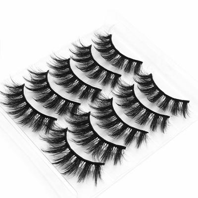 China Wholesale 5 Pairs 3D Natural Soft Mink Eyelashes Synthetic Fiber Strip Eyelashes,Private Label False Silk Eyelash,Best Quality Silk False Las for sale