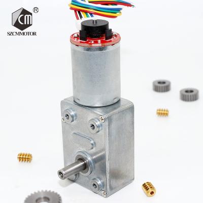 China Totally Enclosed DC 24V 6RPM Worm Gear Motor with Metal Gearbox 11PPR Encoder for Arduino DIY for sale